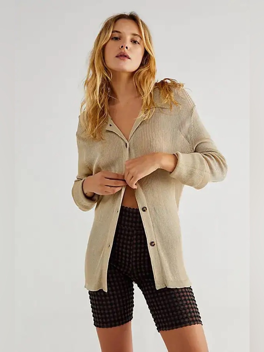 Free People. H20 Polo Cardi. Marzipan. Size Small.